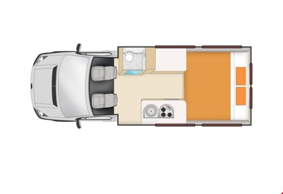 CamperApolloNeuseelandEuroTourer FloorplanNight